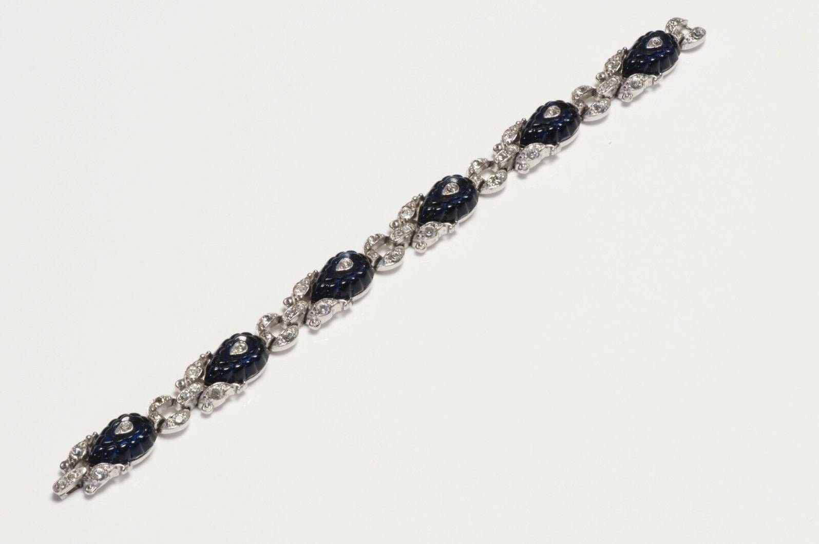 TRIFARI Alfred Philippe Blue Carved Glass Crystal Bracelet