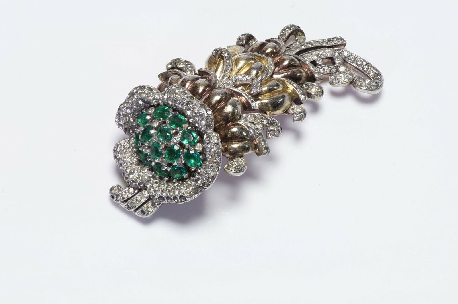 TRIFARI Alfred Philippe Green Crystal Flower Brooch