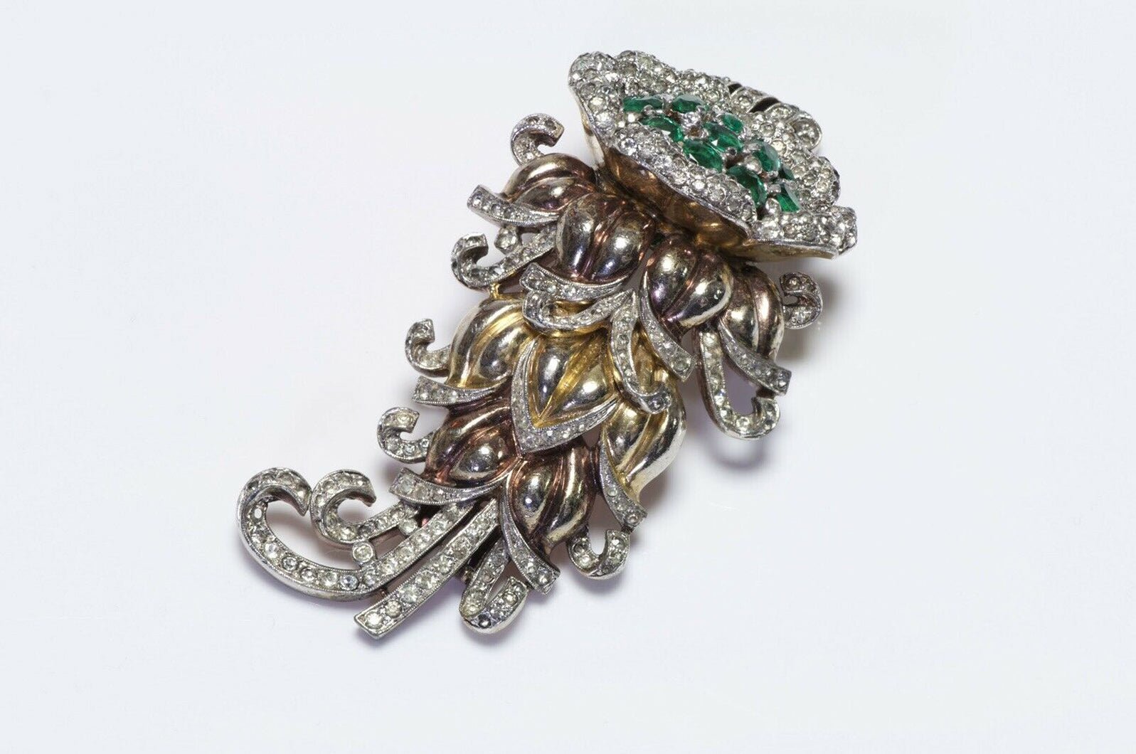 TRIFARI Alfred Philippe Green Crystal Flower Brooch