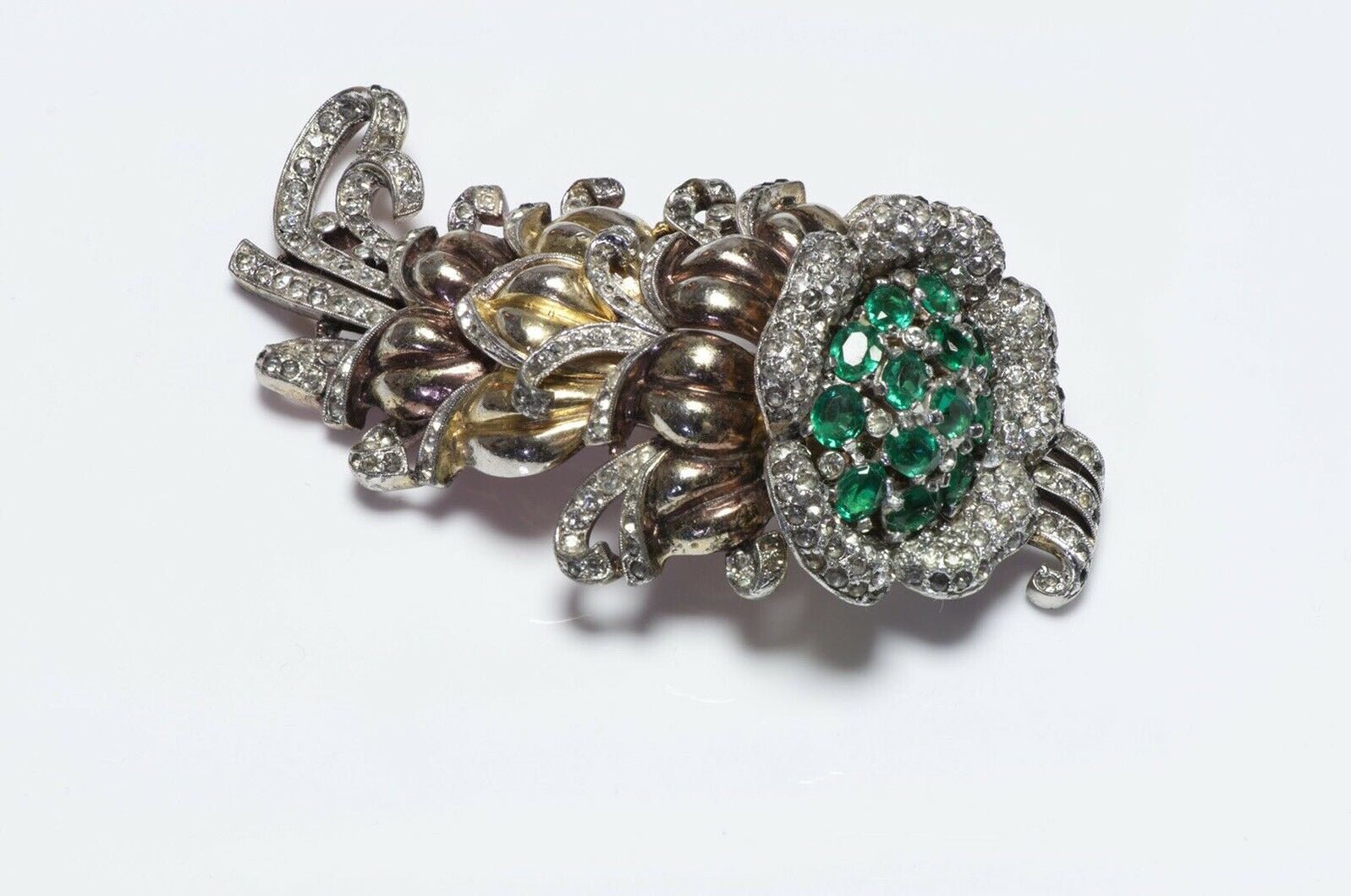 TRIFARI Alfred Philippe Green Crystal Flower Brooch