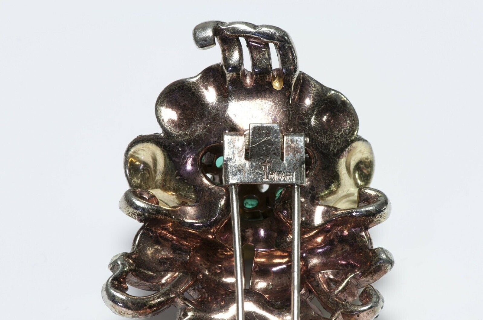 TRIFARI Alfred Philippe Green Crystal Flower Brooch
