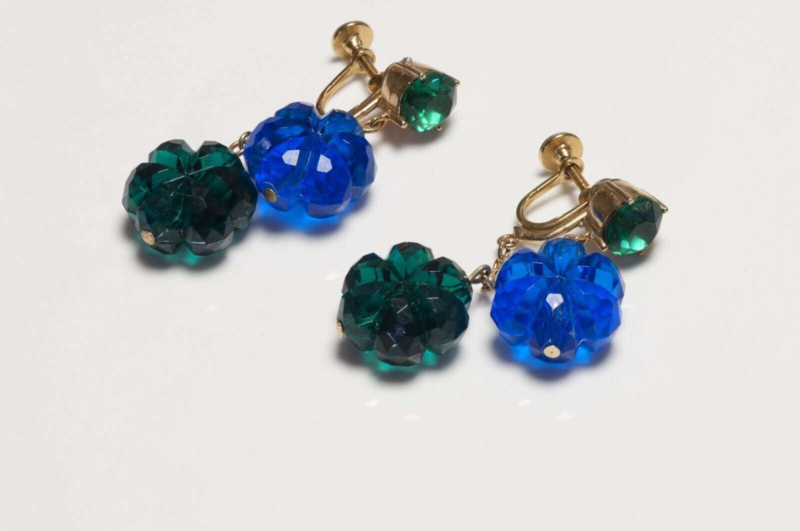 TRIFARI Green Blue Flower Resin Beads Necklace Earrings Set