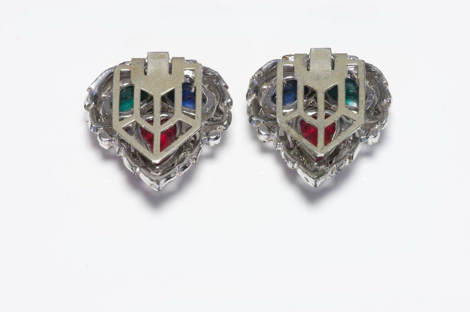 Trifari KTF 1930’s Alfred Philippe Tutti Frutti Leaf Clips Brooch