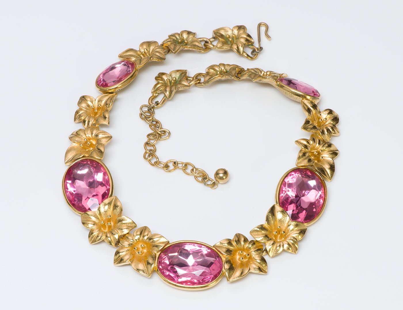 Trifari Kunio Matsumoto Pink Crystal Necklace Earrings