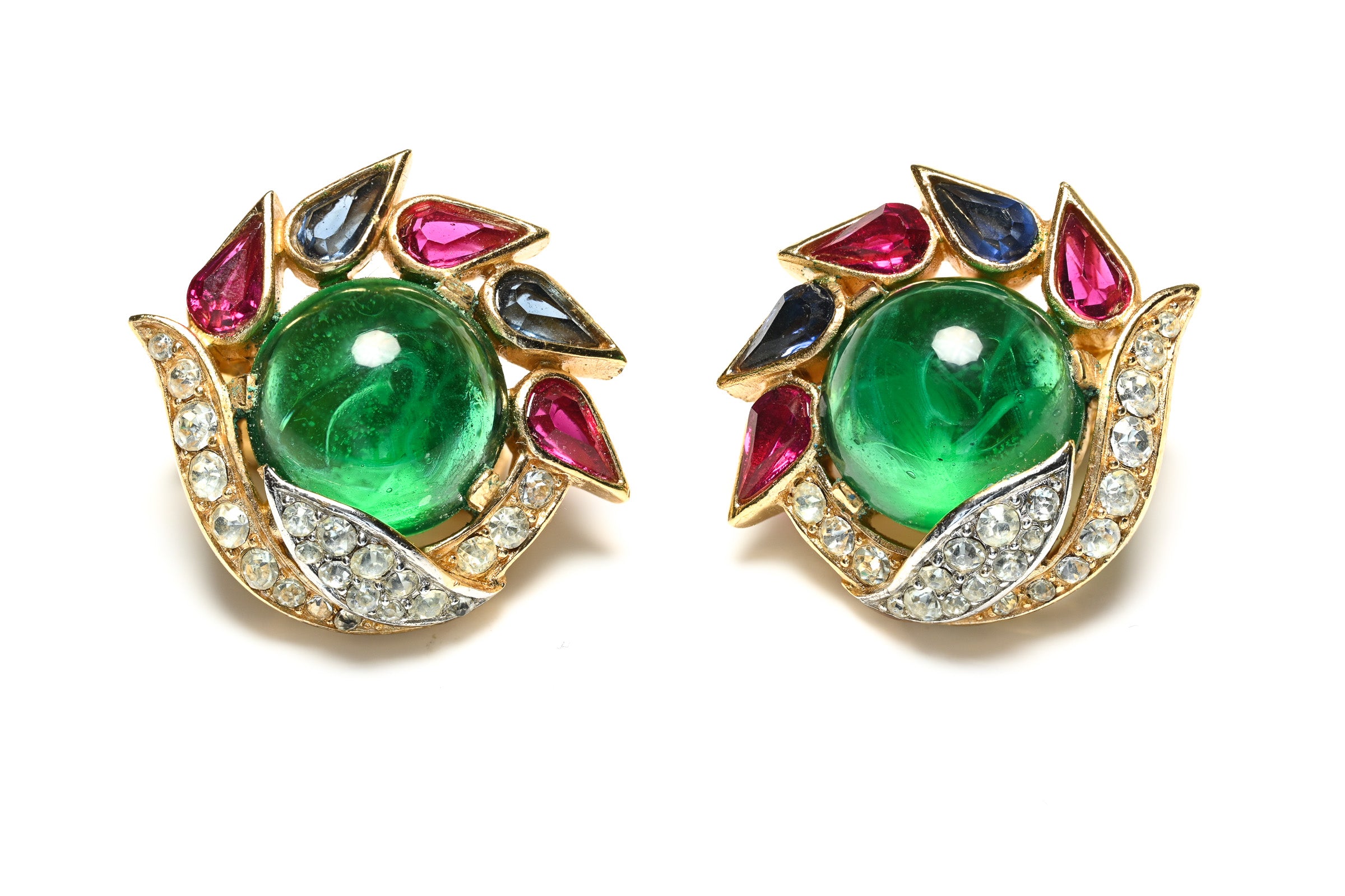 Vintage Trifari Jewels of India Butterfly Brooch Earrings Set 1