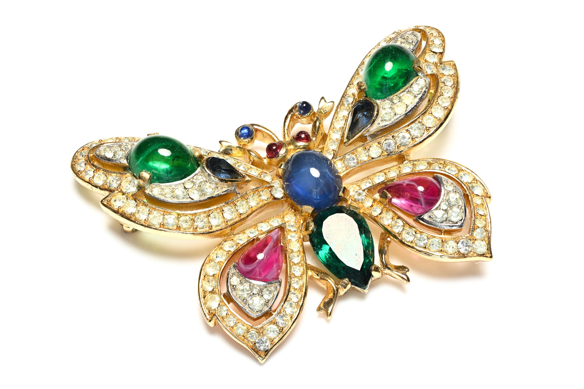 Vintage Trifari Jewels of India Butterfly Brooch Earrings Set 2