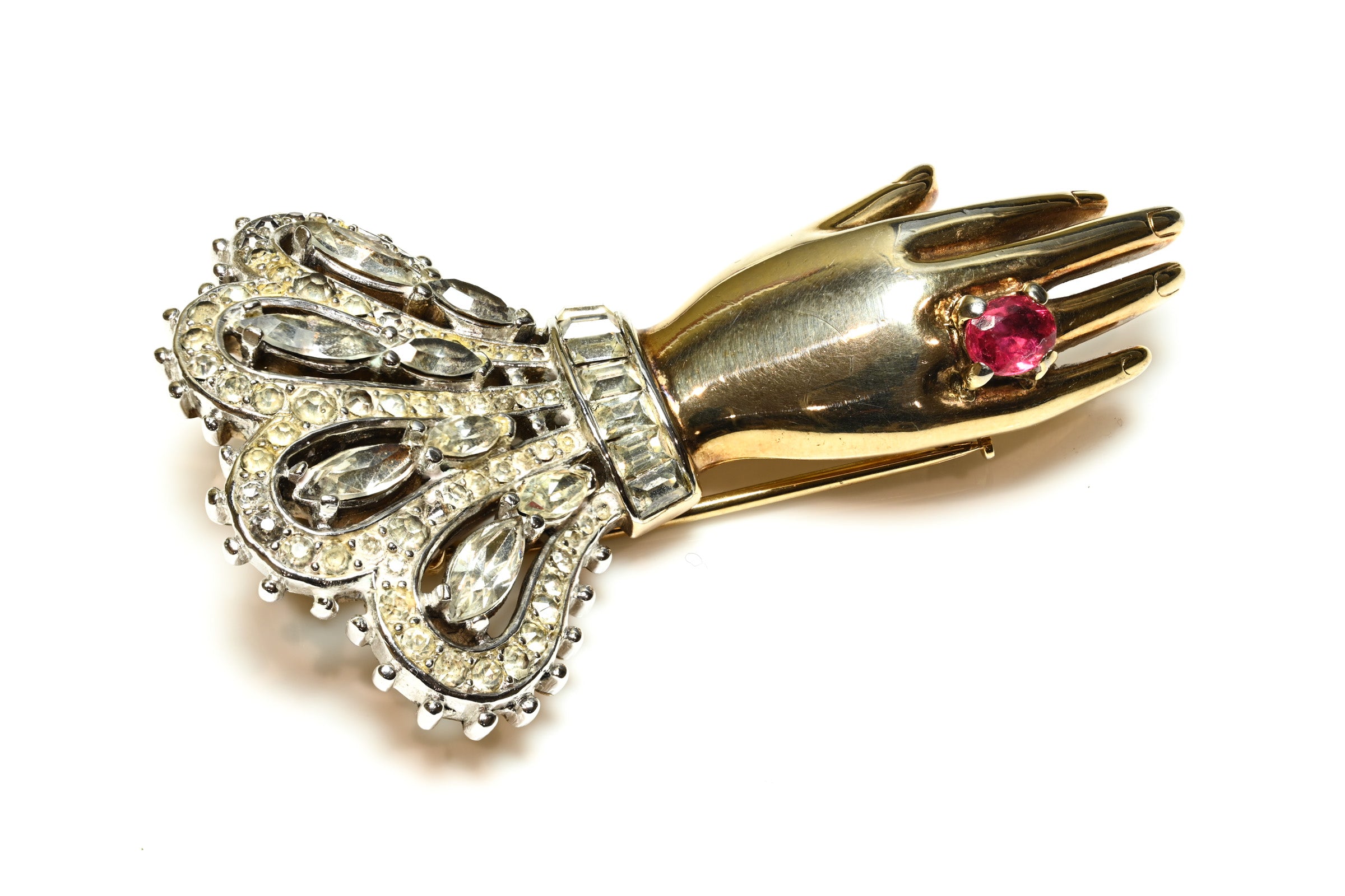 Vintage 1940's Trifari Alfred Philippe French Cuff Hand Brooch 1