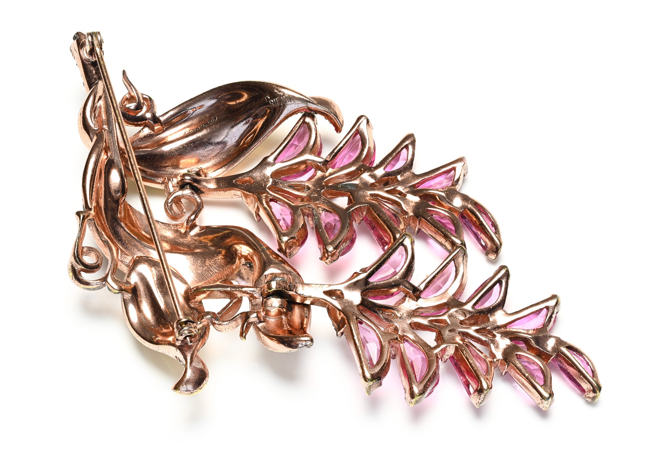 Trifari 1940's Alfred Philippe Pink Crystal Wisteria Brooch