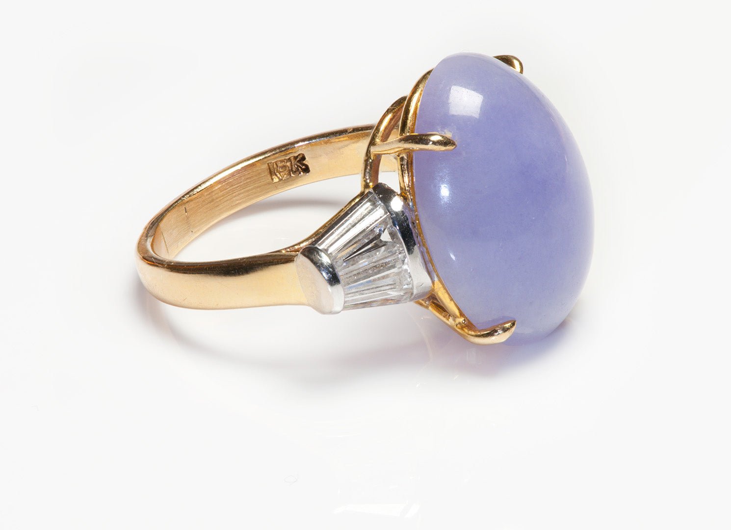 Trio 18K Gold Lavender Jade Diamond Ring