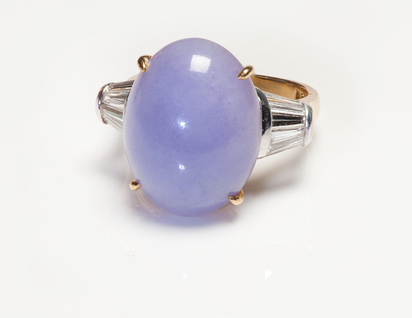 Trio 18K Gold Lavender Jade Diamond Ring