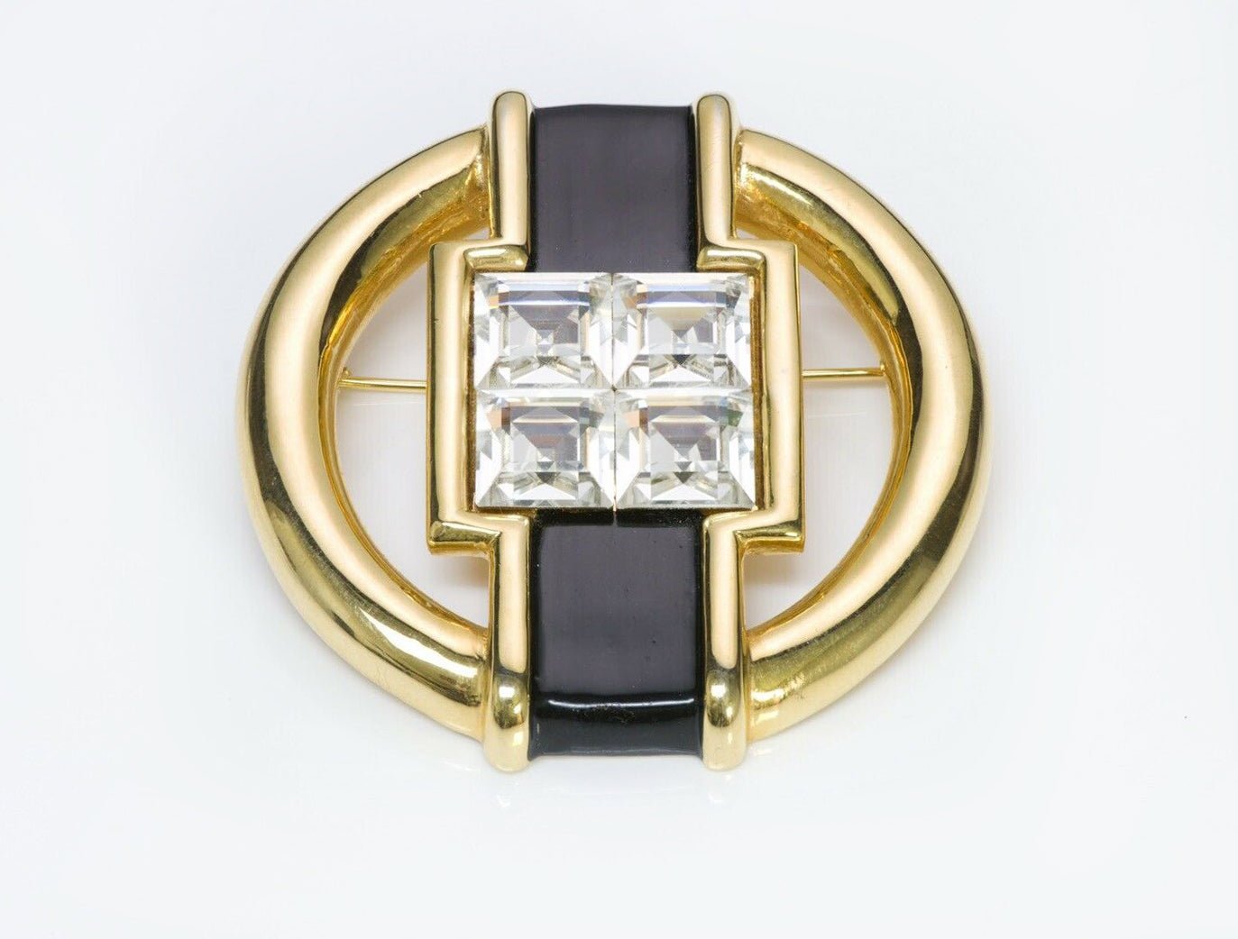 Valentino Garavani 1980’s Art Deco Style Crystal Brooch