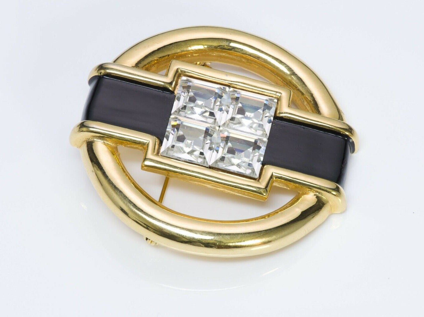 Valentino Garavani 1980’s Art Deco Style Crystal Brooch