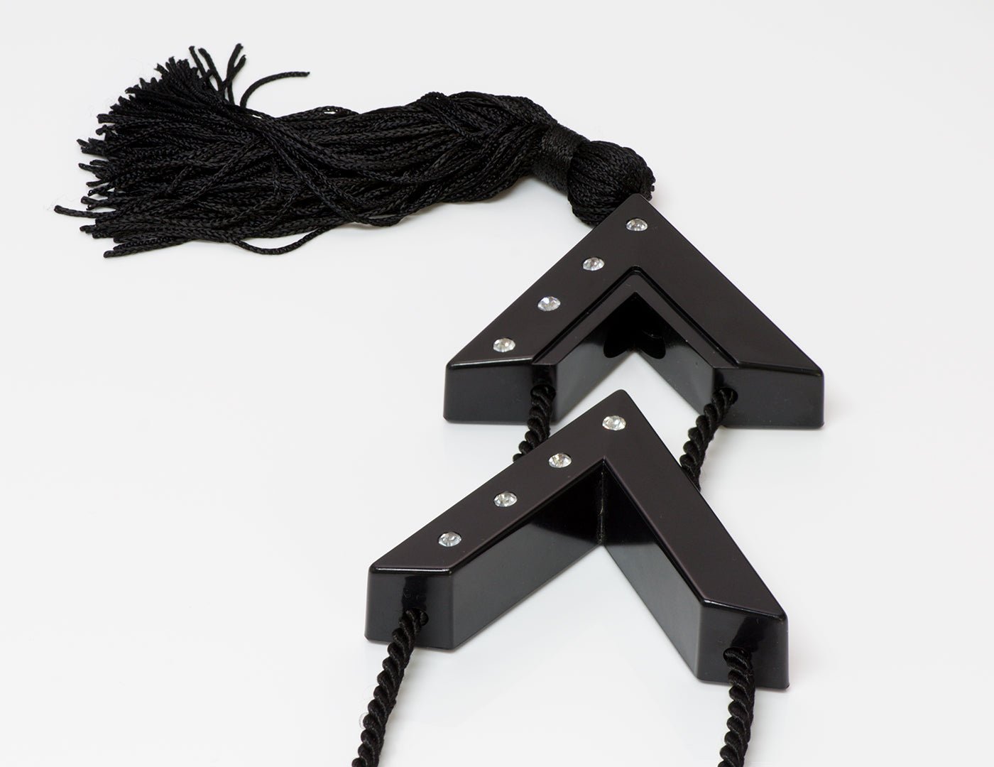 Valentino Garavani 1980’s Black V Logo Perfume Pendant Tassel Necklace