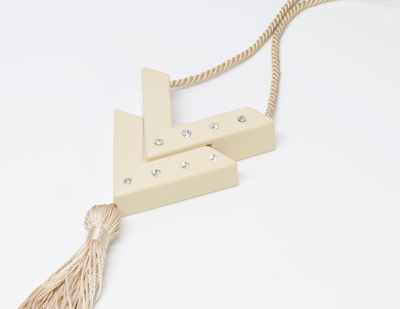 Valentino Garavani 1980’s White V Logo Perfume Pendant Tassel Necklace