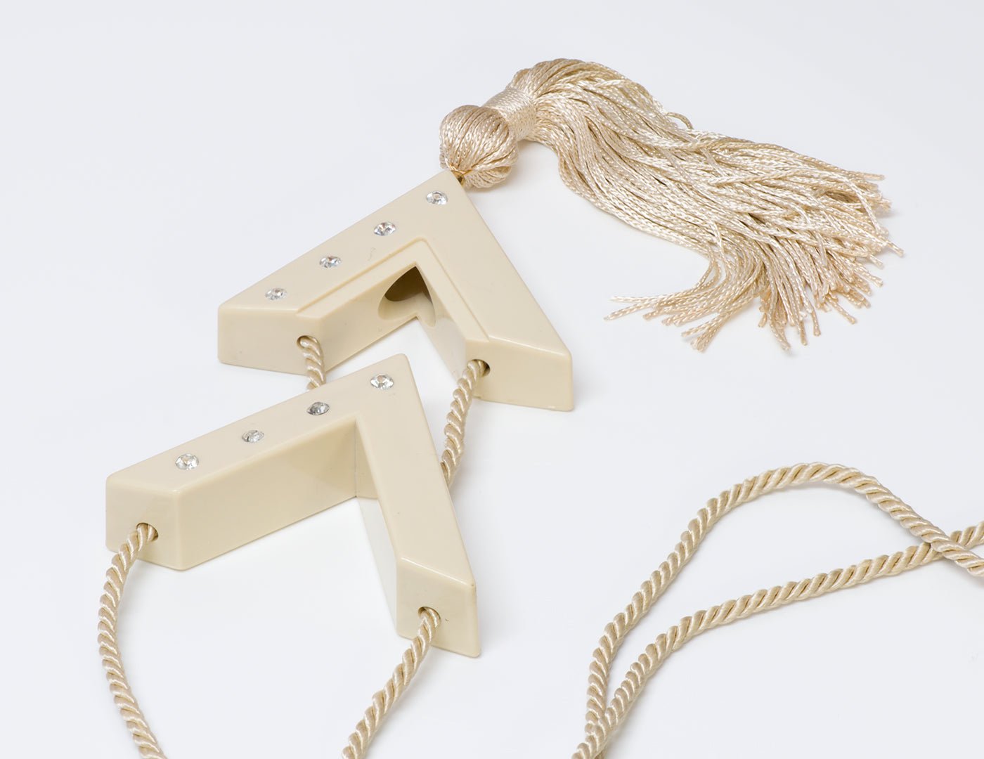 Valentino Garavani 1980’s White V Logo Perfume Pendant Tassel Necklace