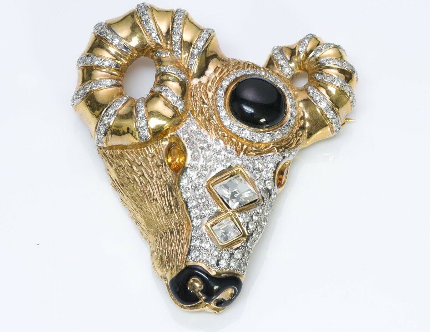 Valentino Garavani Couture Enamel Crystal Ram Brooch