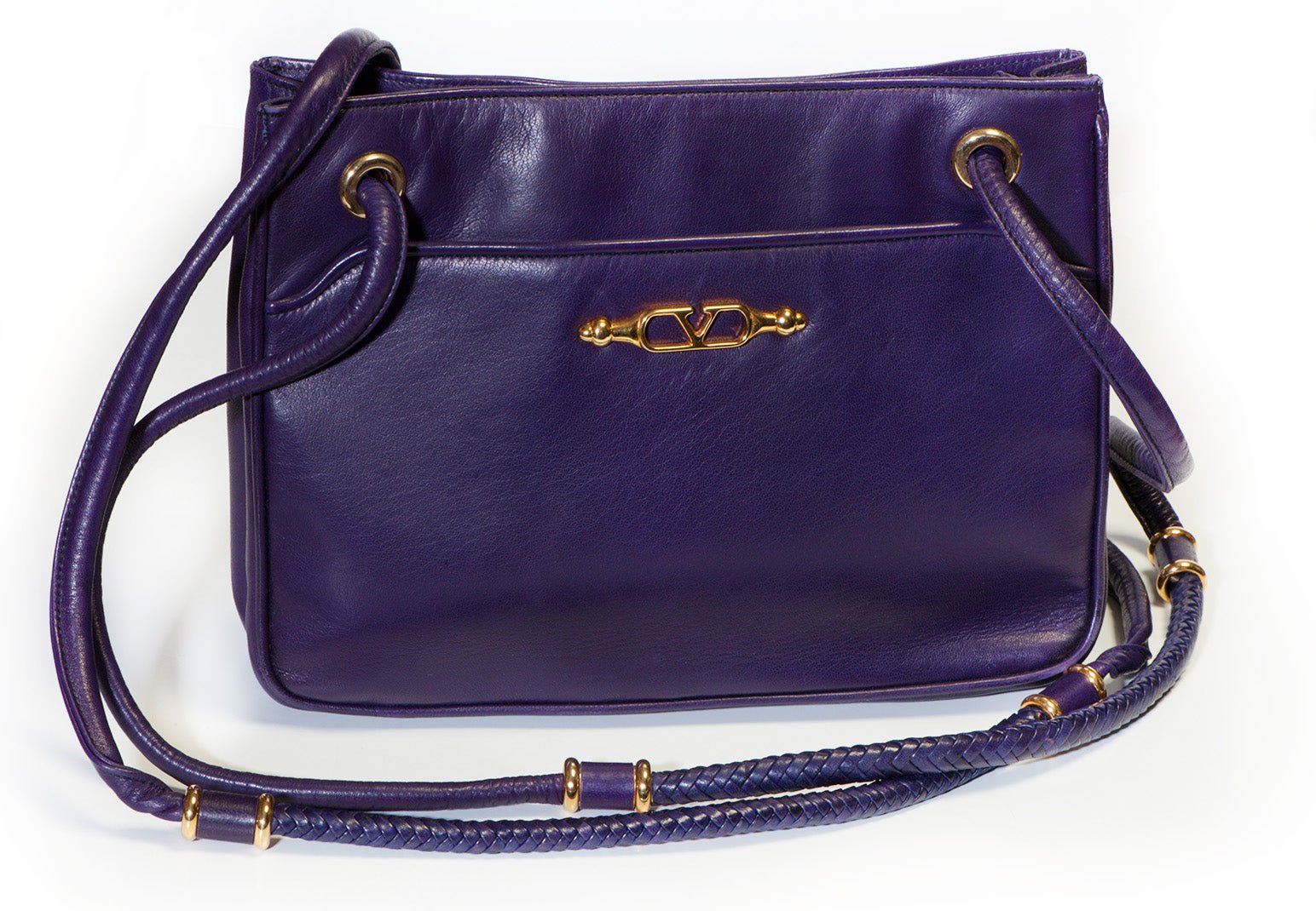 Valentino Garavani Purple Leather Crossbody Shoulder Bag
