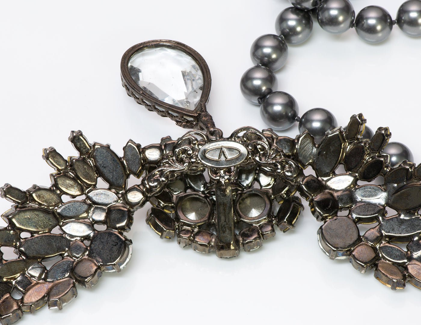 Valentino Garavani Wing Crystal Gray Pearl Necklace
