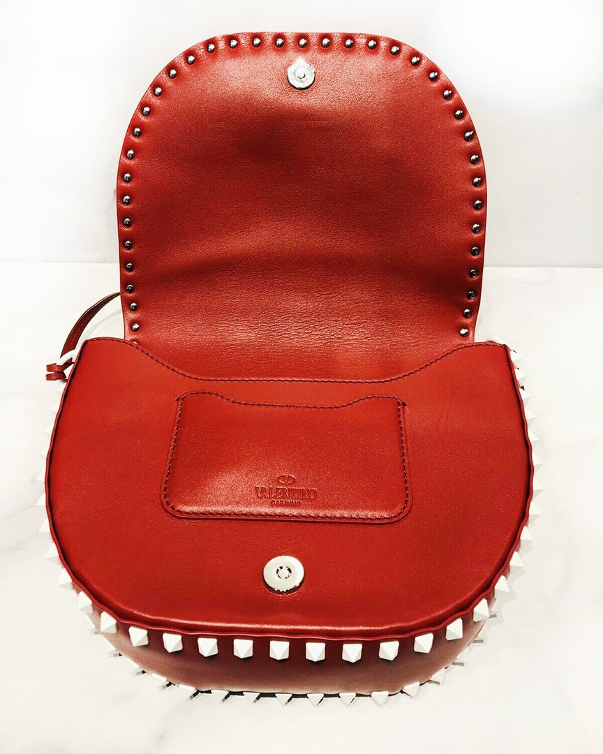 VALENTINO Leather Rockstud Saddle Crossbody Bag