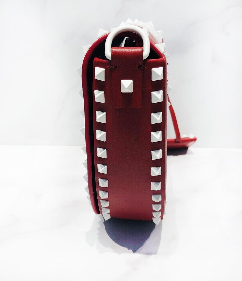 VALENTINO Leather Rockstud Saddle Crossbody Bag