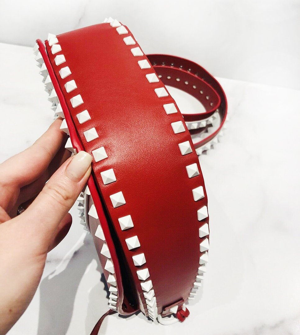VALENTINO Leather Rockstud Saddle Crossbody Bag