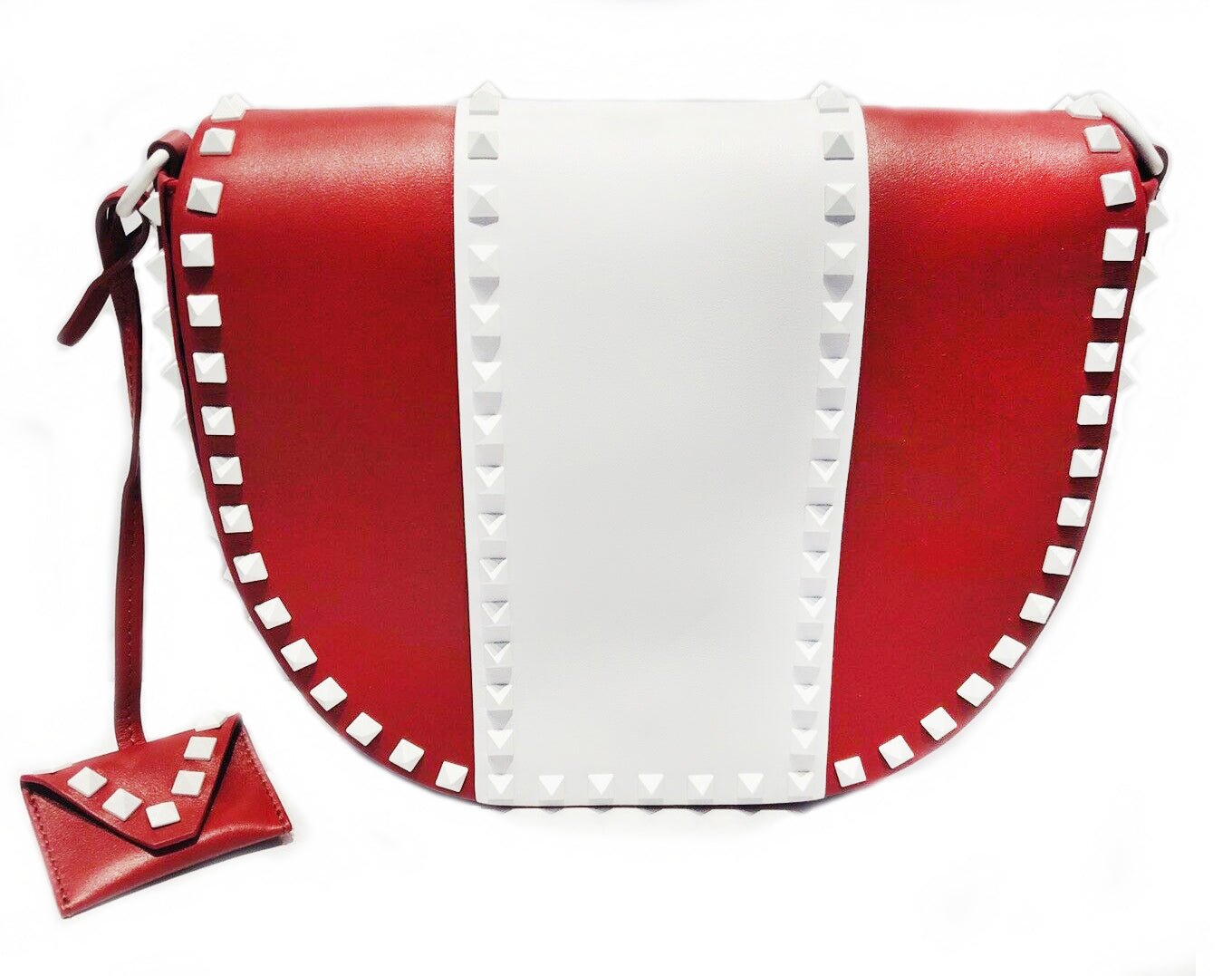 VALENTINO Leather Rockstud Saddle Crossbody Bag
