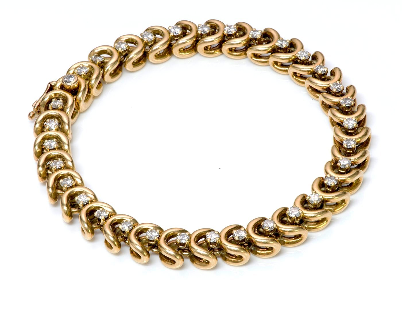 Van Cleef Arpels 18K Gold Diamond Link Bracelet