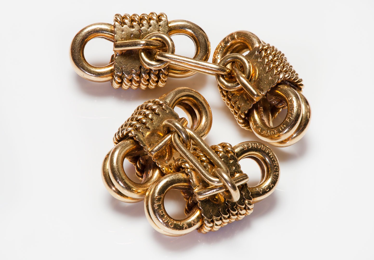 Van Cleef & Arpels 18K Gold Rope Ruby Cufflinks
