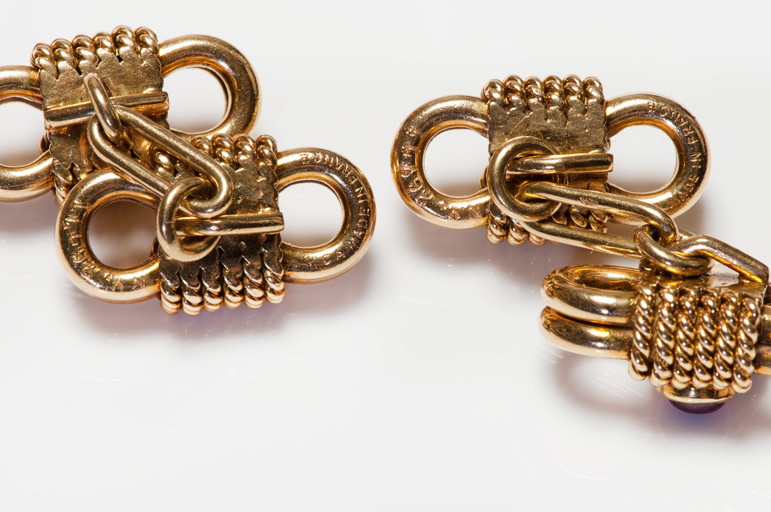 Van Cleef & Arpels 18K Gold Rope Ruby Cufflinks
