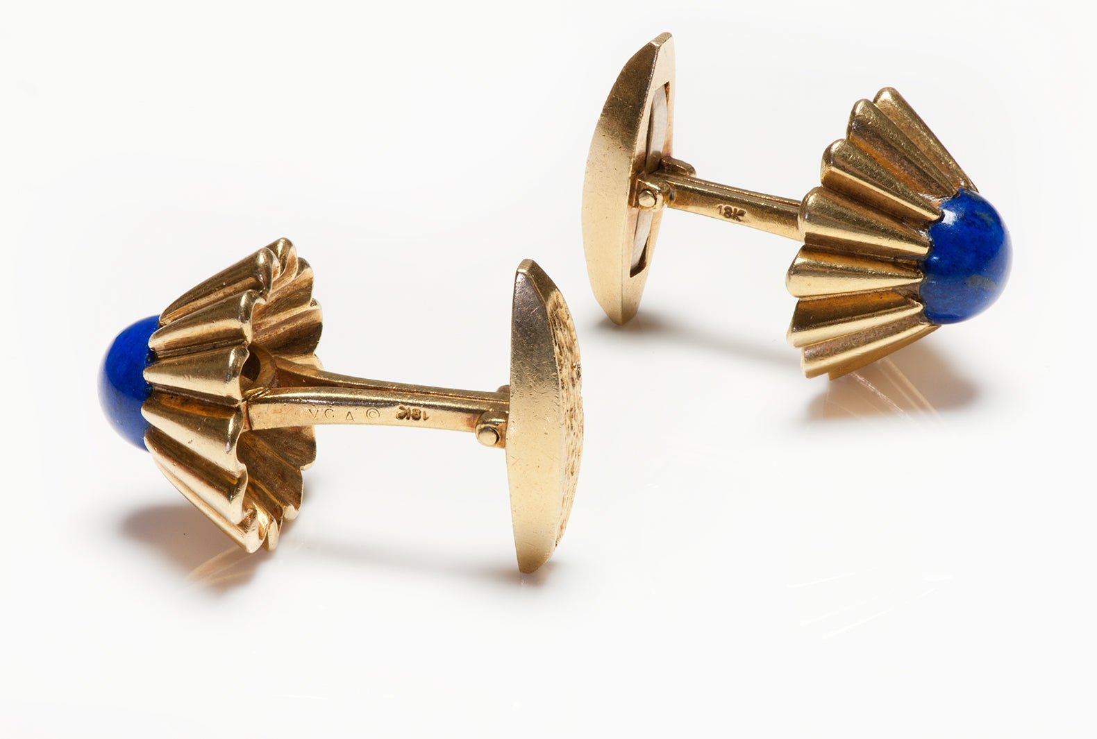 Van Cleef & Arpels 18K Yellow Gold Lapis Cufflinks