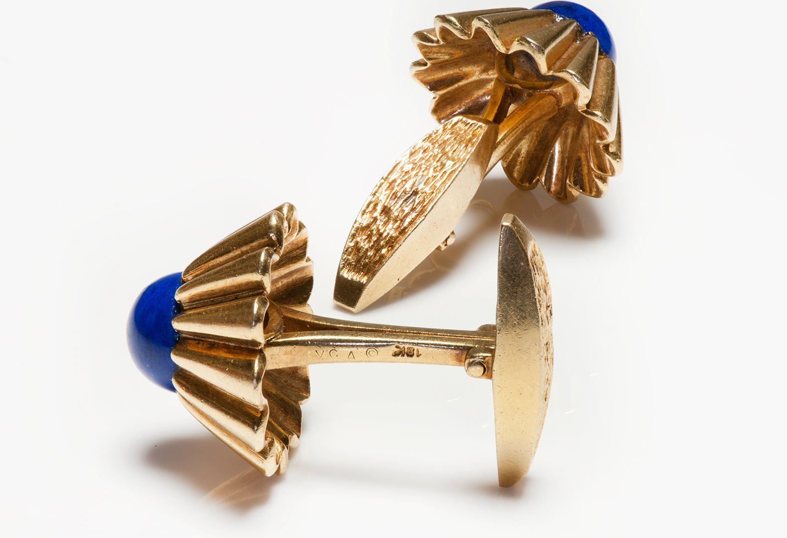 Van Cleef & Arpels 18K Yellow Gold Lapis Cufflinks