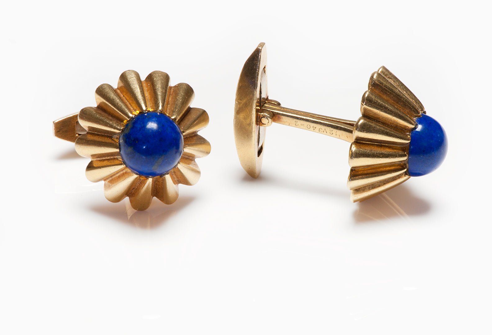 Van Cleef & Arpels 18K Yellow Gold Lapis Cufflinks