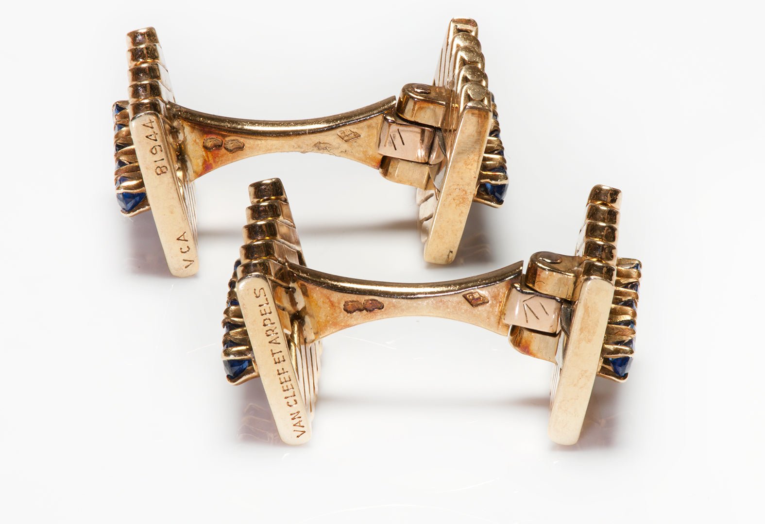 Van Cleef & Arpels 18K Yellow Gold Sapphire Cufflinks