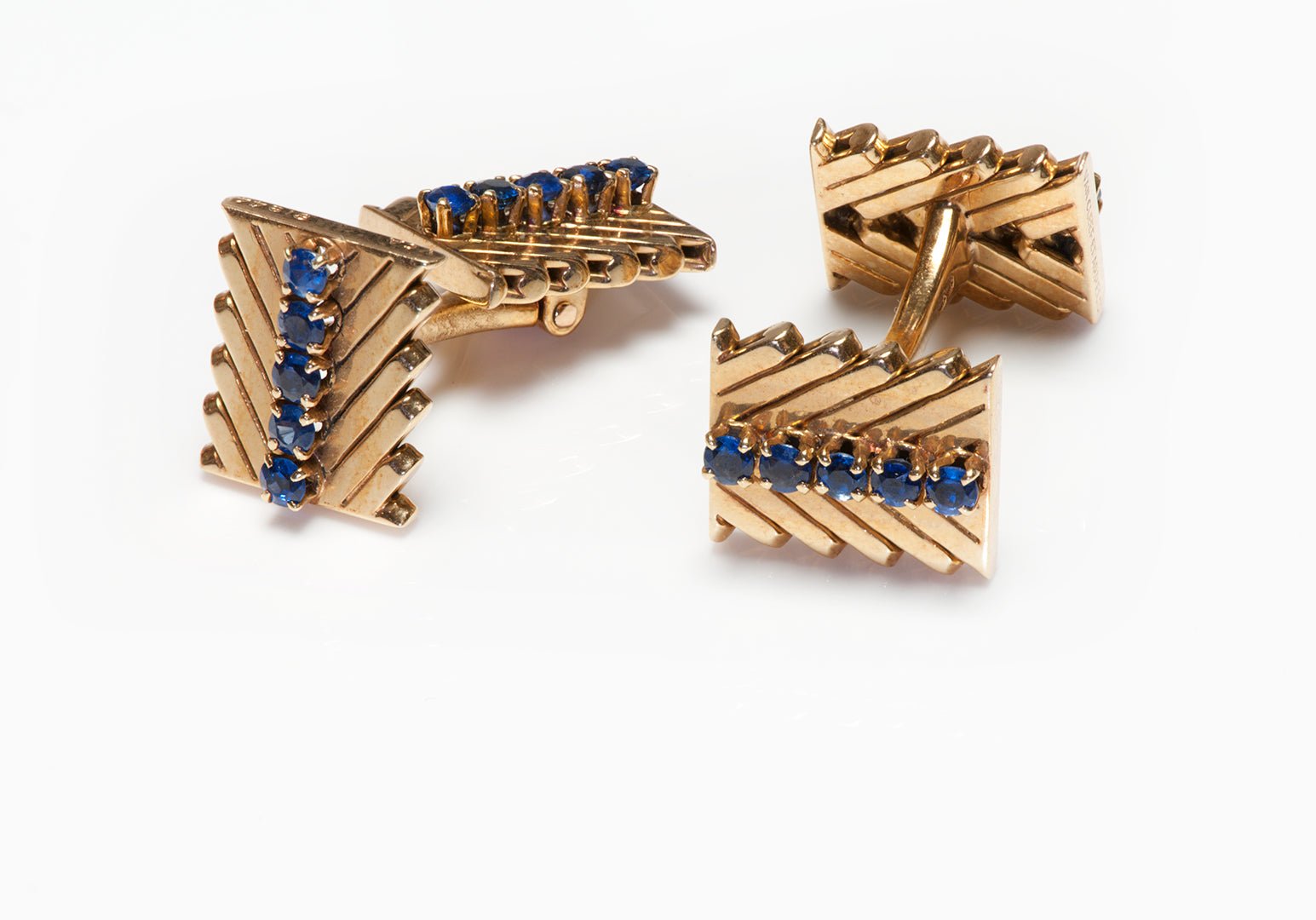 Van Cleef & Arpels 18K Yellow Gold Sapphire Cufflinks