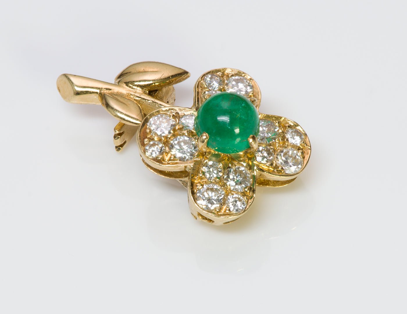 Van Cleef & Arpels Emerald Diamond Gold Brooch
