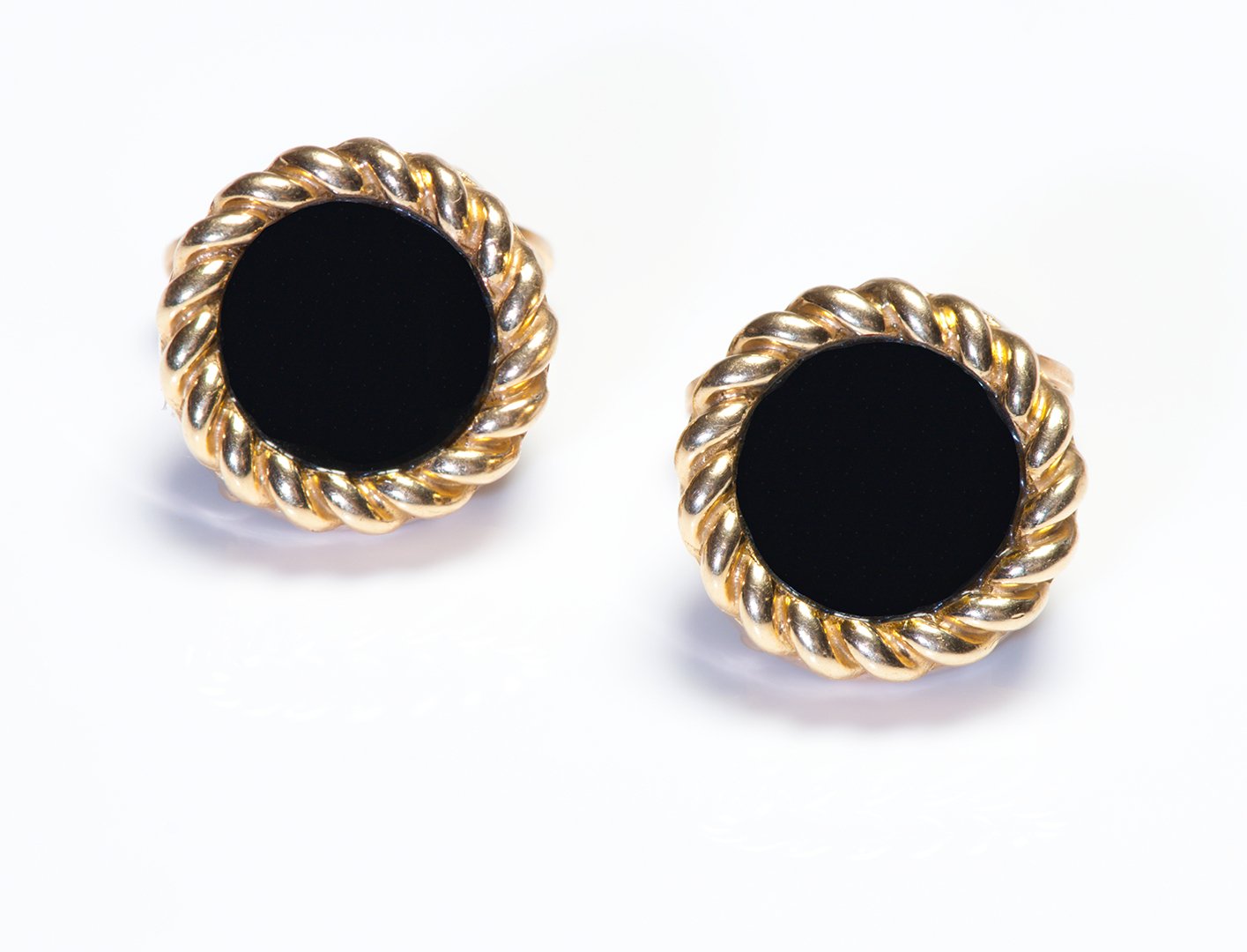Van Cleef & Arpels Gold Onyx Cufflink Button Covers