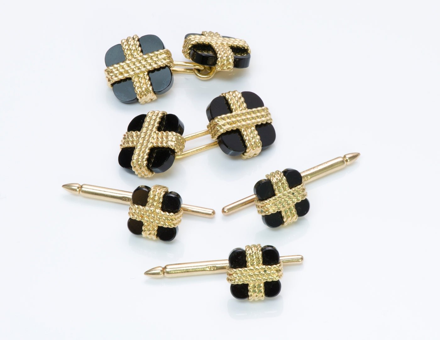 Van Cleef & Arpels Gold Onyx Cufflink & Studs