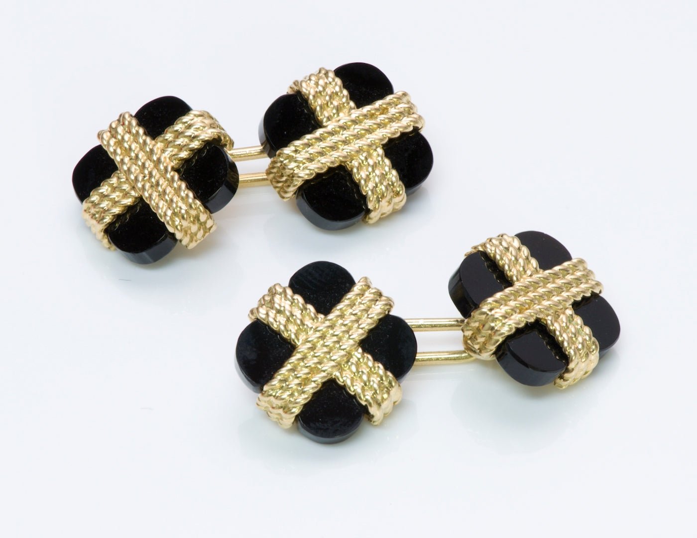 Van Cleef & Arpels Gold Onyx Cufflink & Studs