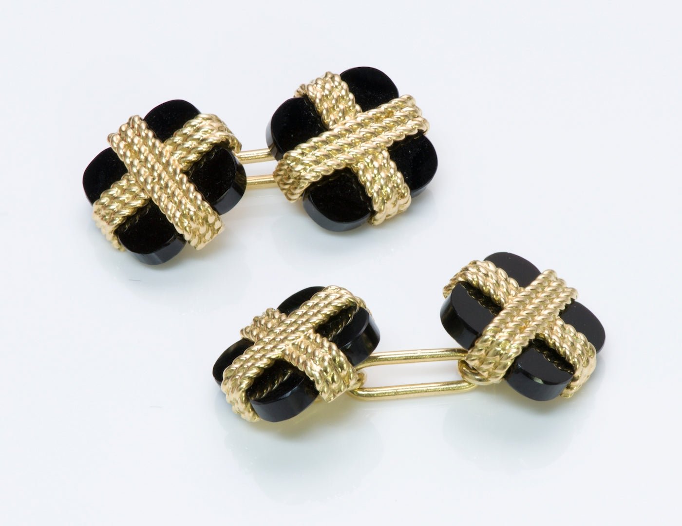 Van Cleef & Arpels Gold Onyx Cufflink & Studs