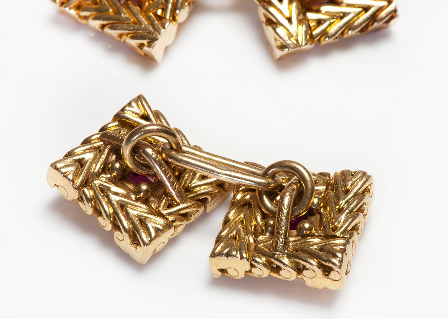 Van Cleef & Arpels Square 18K Gold Ruby Cufflinks