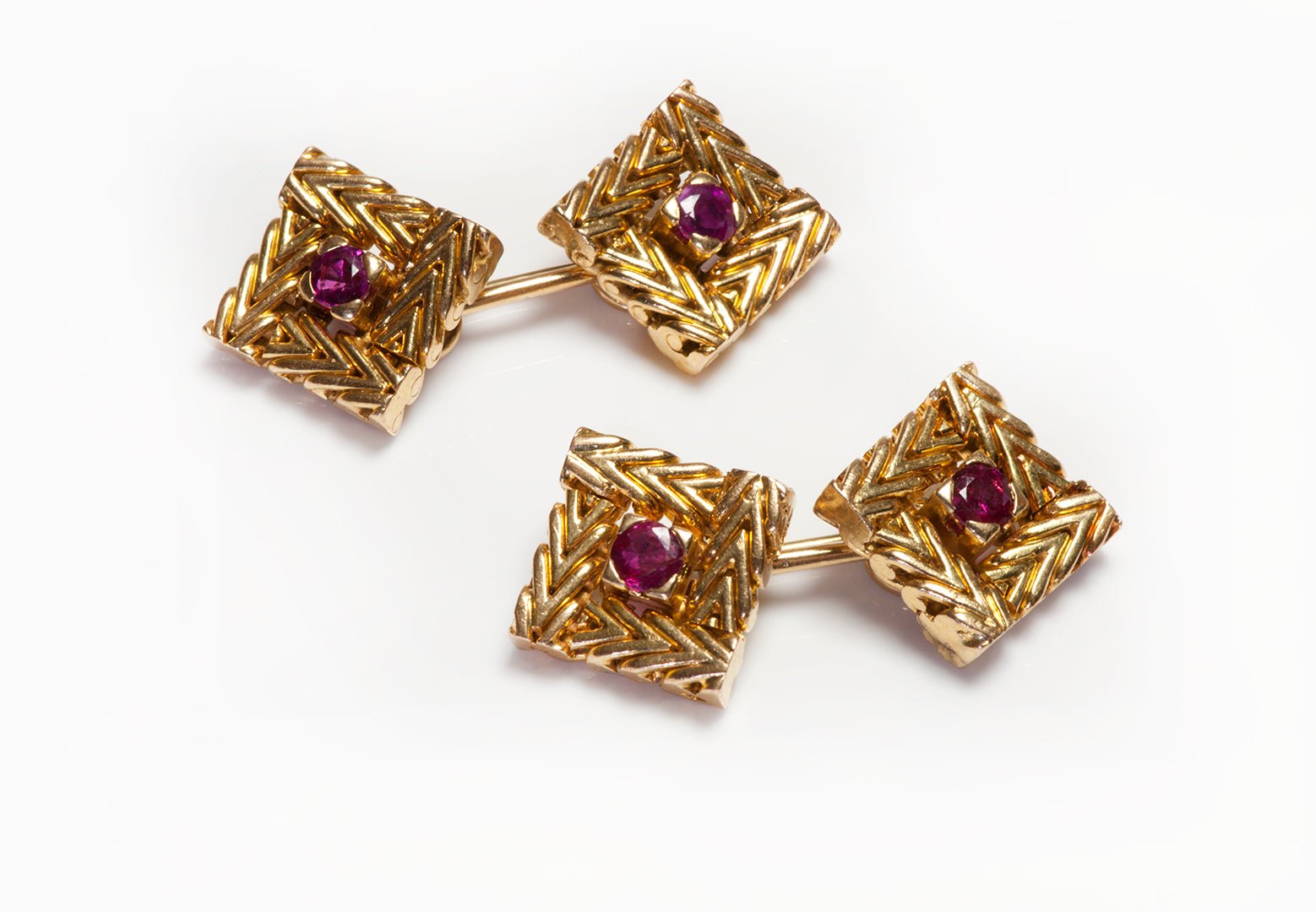 Van Cleef & Arpels Square 18K Gold Ruby Cufflinks