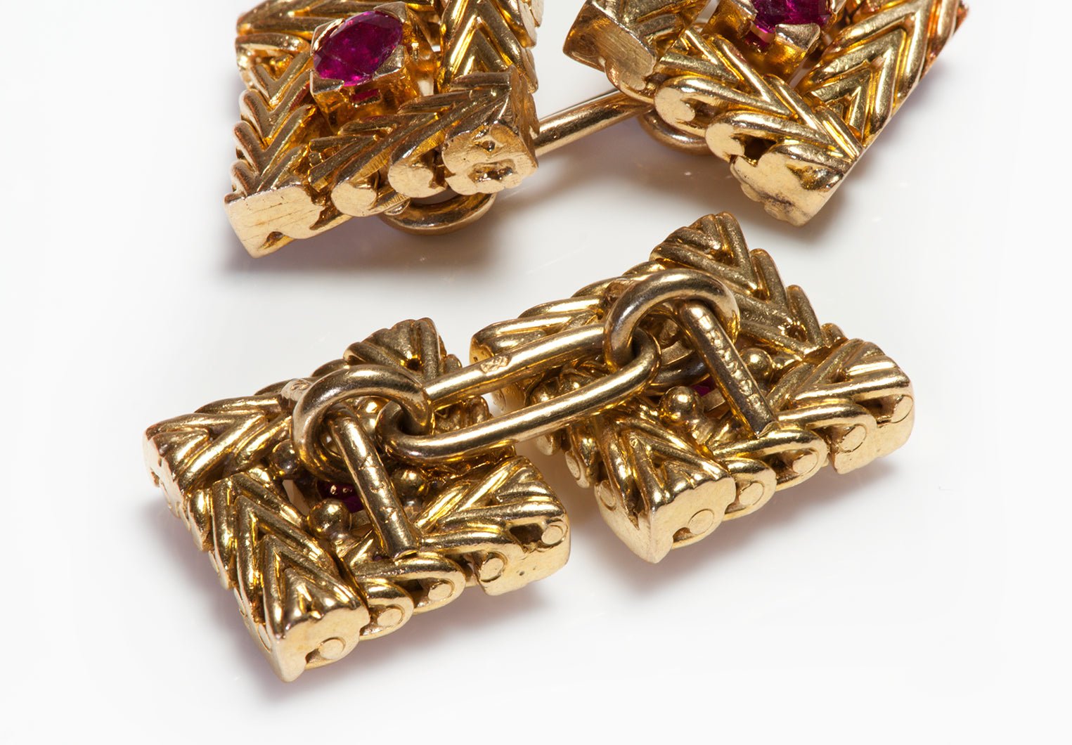 Van Cleef & Arpels Square 18K Gold Ruby Cufflinks