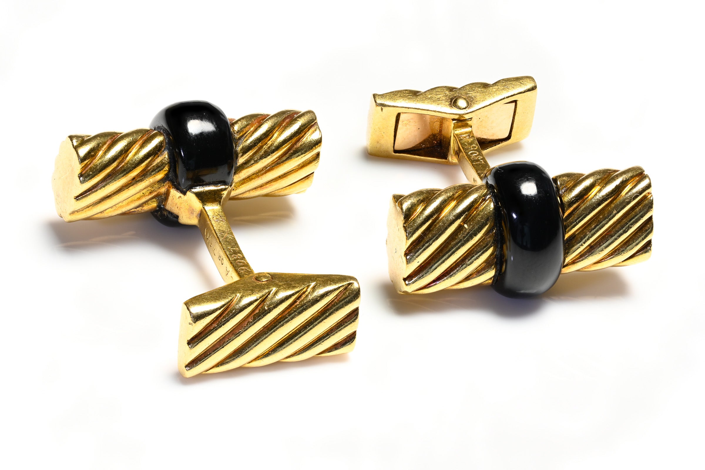 Van Cleef Arpels 18K Gold Baton Onyx Cufflinks