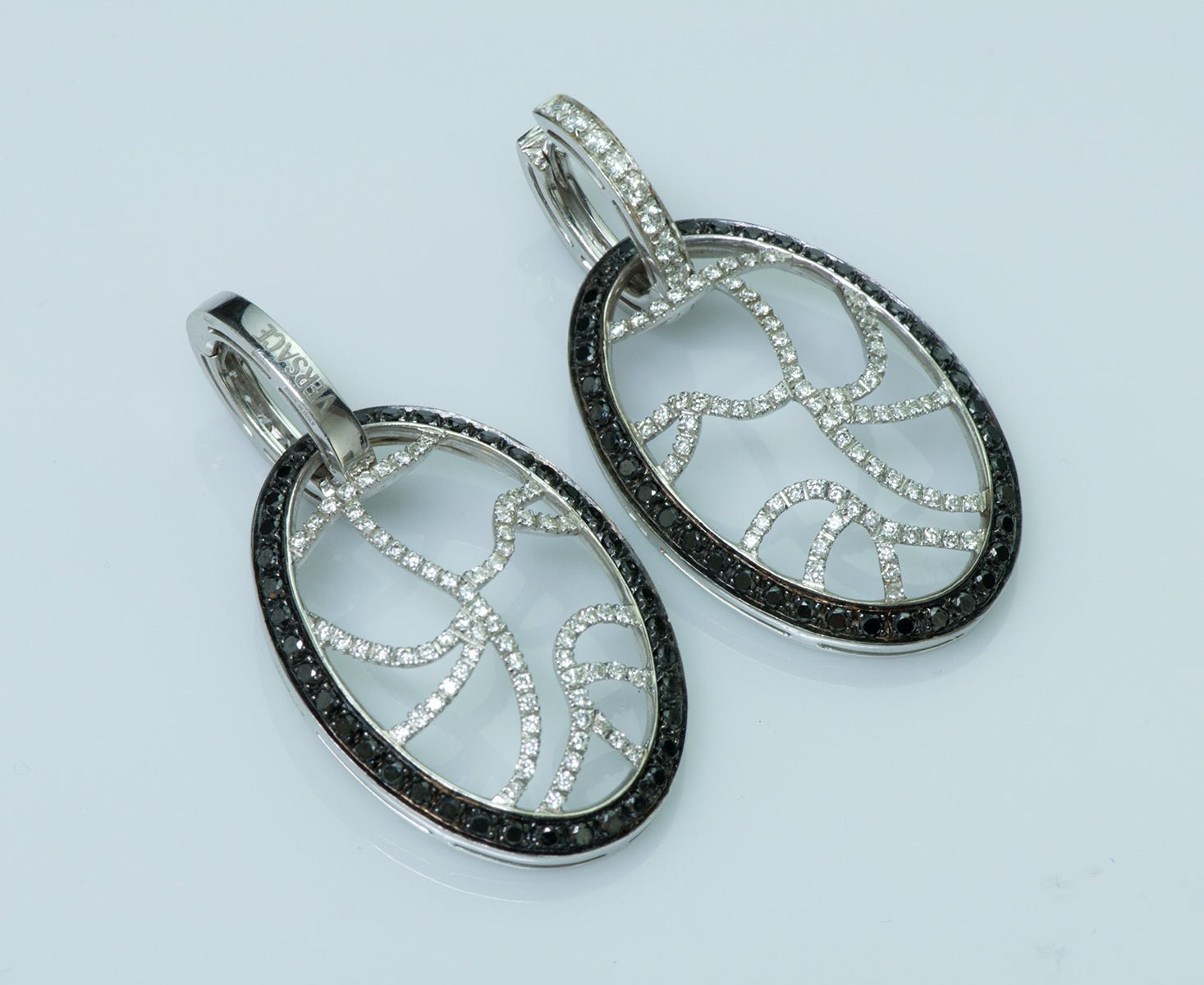 Versace 18K White Gold Black & White Diamond Earrings