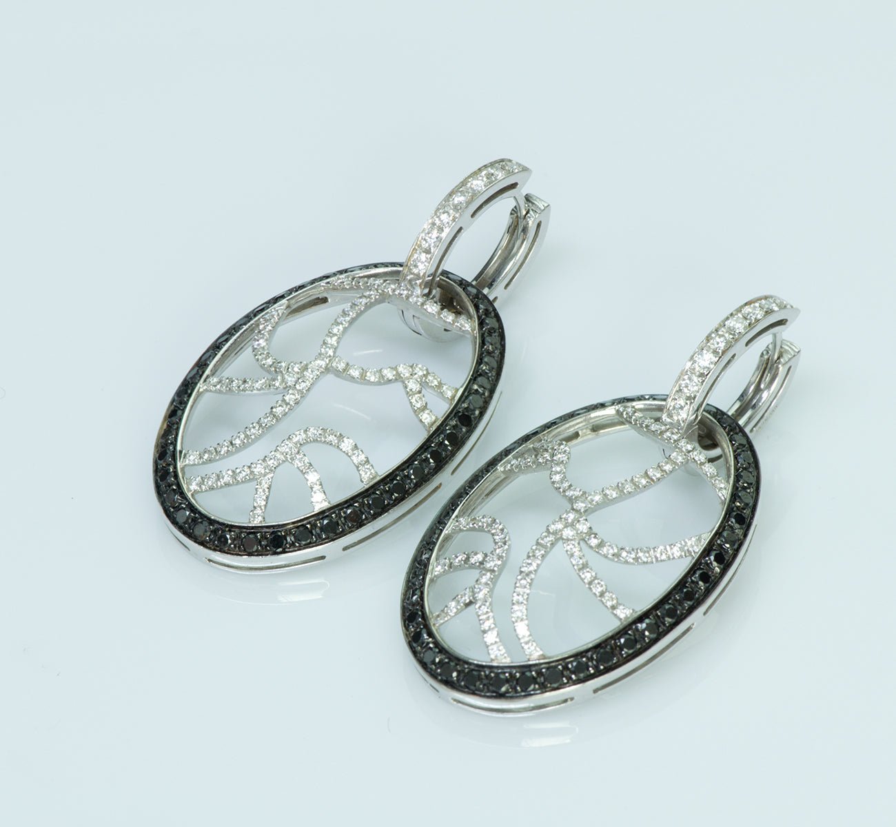 Versace 18K White Gold Black & White Diamond Earrings