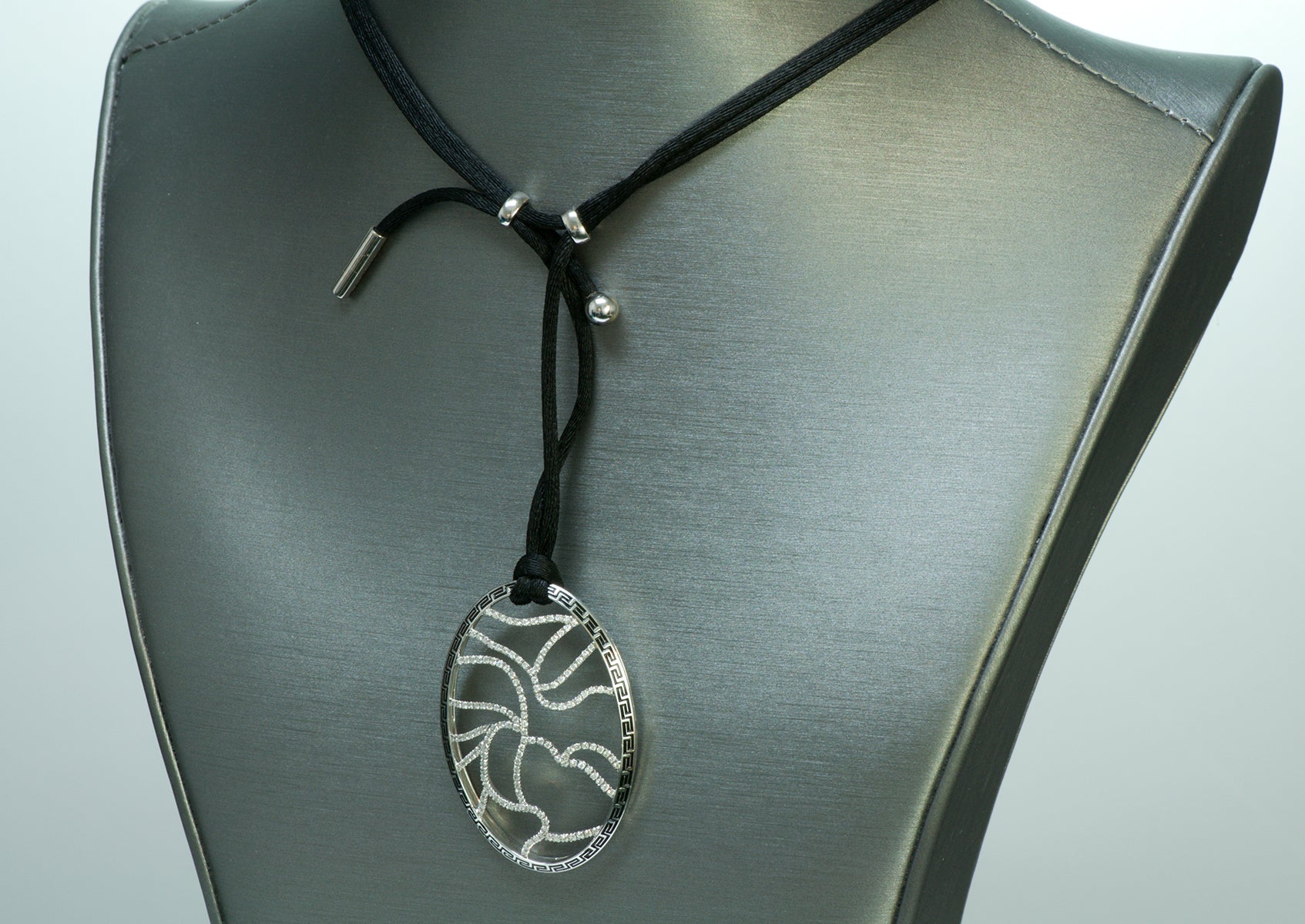 Versace 18K White Gold Diamond Enamel Pendant
