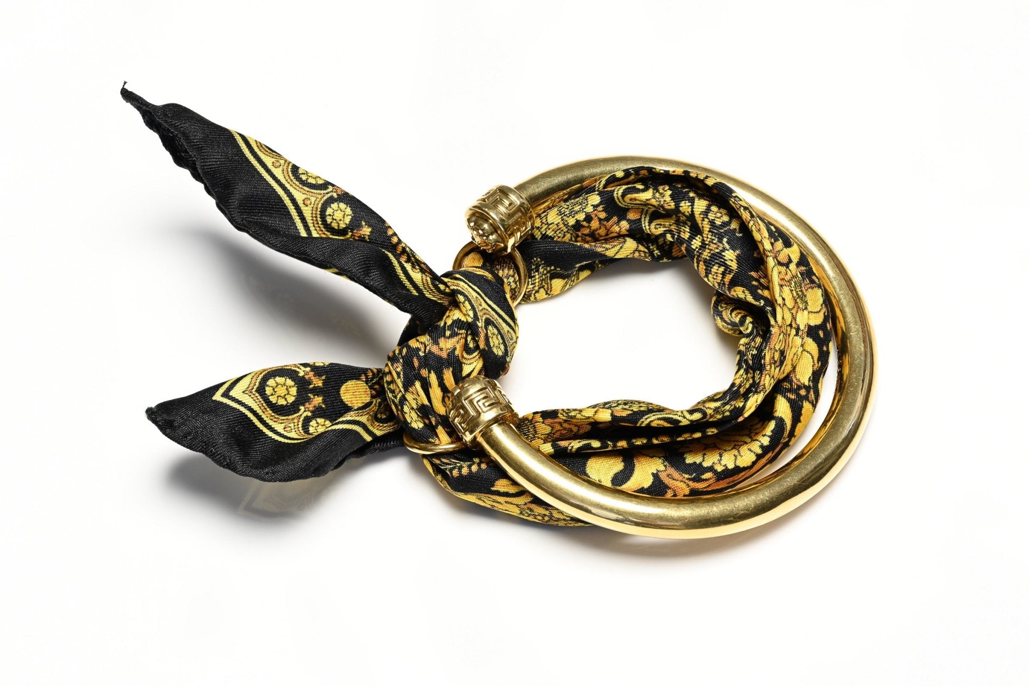 Versace Baroque Style Gold Plated Scarf Bangle Bracelet