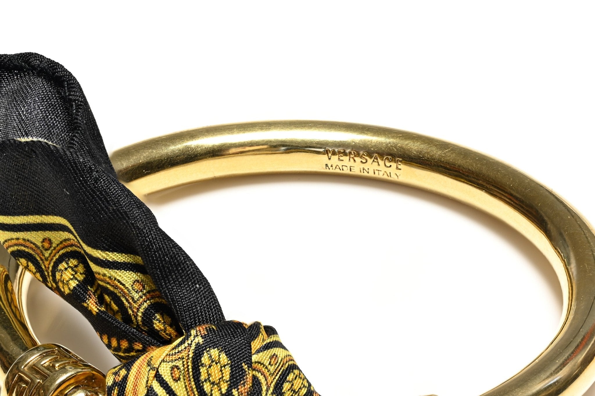 Versace Baroque Style Gold Plated Scarf Bangle Bracelet