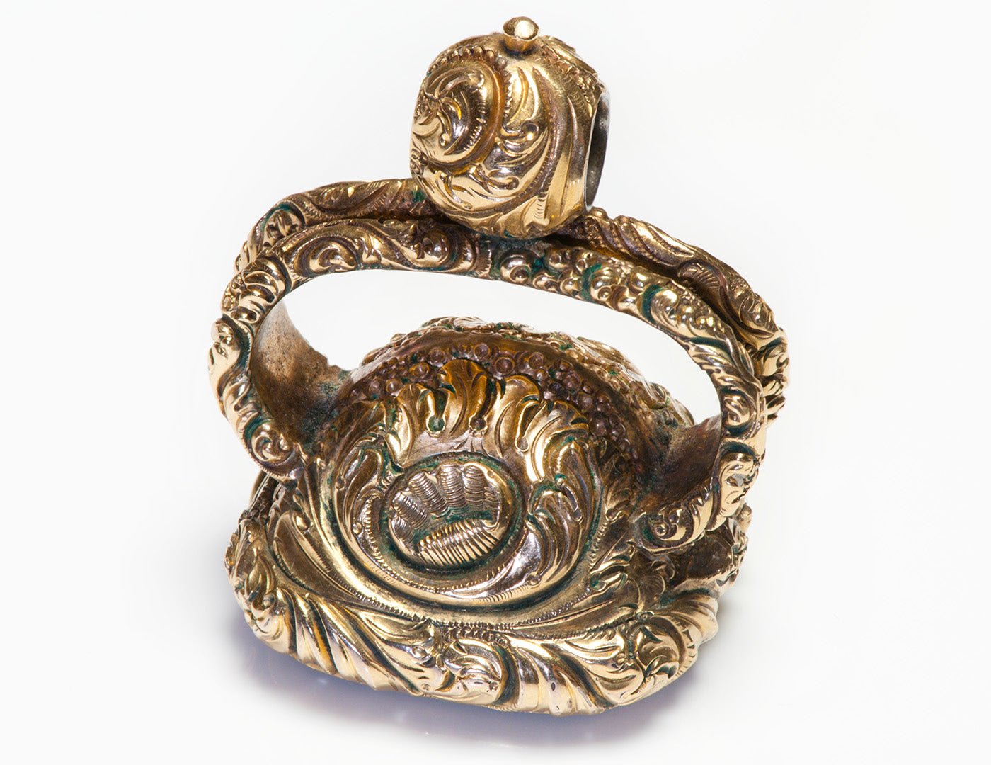 Victorian Carved Gold Citrine Large Fob