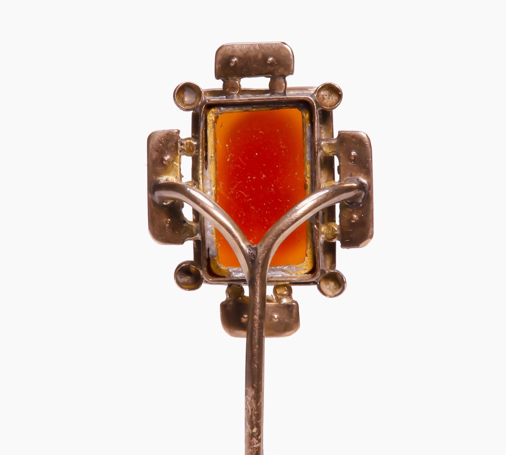 Victorian Gold Cameo Pearl Stick Pin